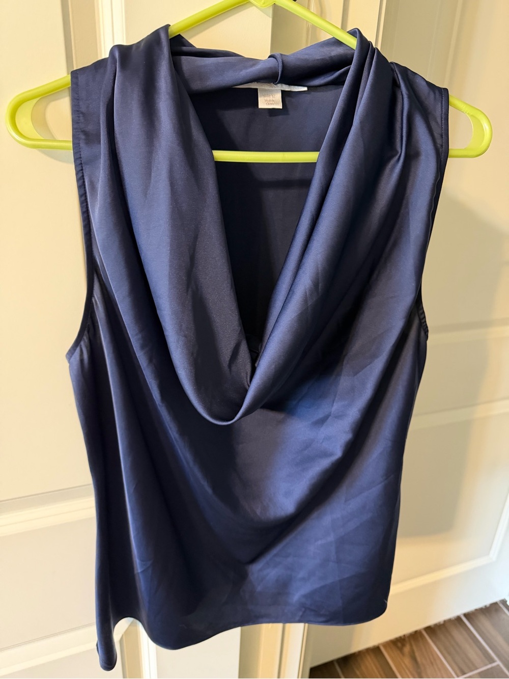 Boston Proper Satin-Look Sleeveless Tank in Deep Navy